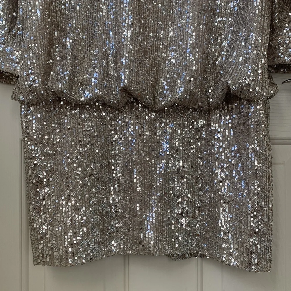 NWT 7 For all Mankind by Revolve Sequin Dress In silver & black contrast Medium - Picture 9 of 14